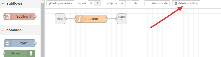 Image showing how to delete a subflow "Image showing how to delete a subflow"
